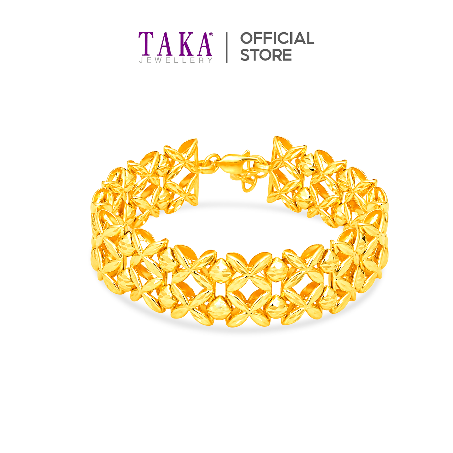 TAKA Jewellery Wide Blossom Luxe 916 Gold Bracelet