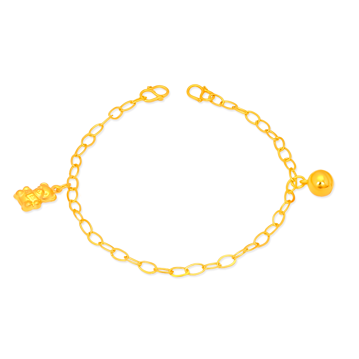 TAKA Jewellery 916 Gold Baby Anklet with Bell and Bear