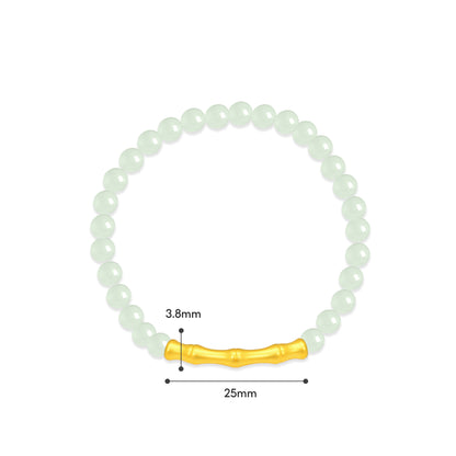 TAKA Jewellery 999 Pure Gold Bamboo Charm with Beads Bracelet