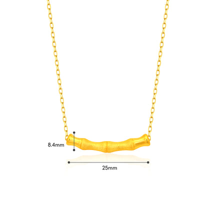 TAKA Jewellery 999 Pure Gold Bamboo Charm with Silver Chain