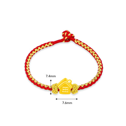 TAKA Jewellery 999 Pure Gold Home Pendant Nylon Bracelet