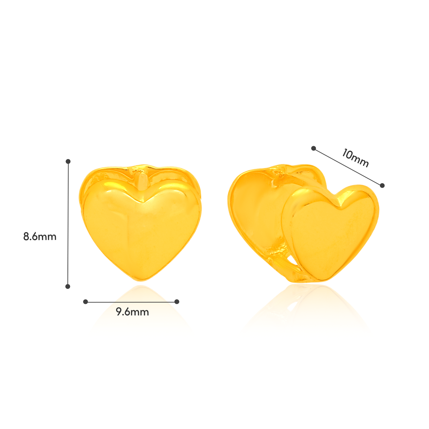 TAKA Jewellery 916 Gold Heart Earrings