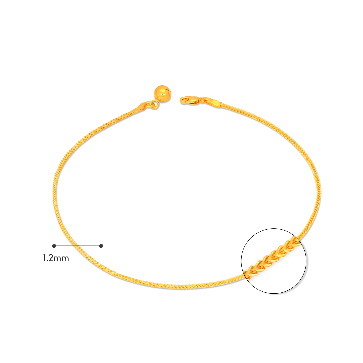 TAKA Jewellery 916 Gold Anklet with Bell