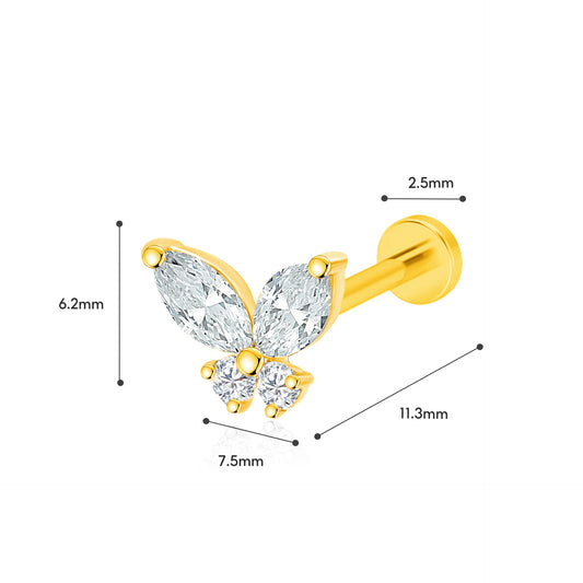 TAKA Jewellery Butterfly Shaped Single Stud Diamond Earring 18K Gold