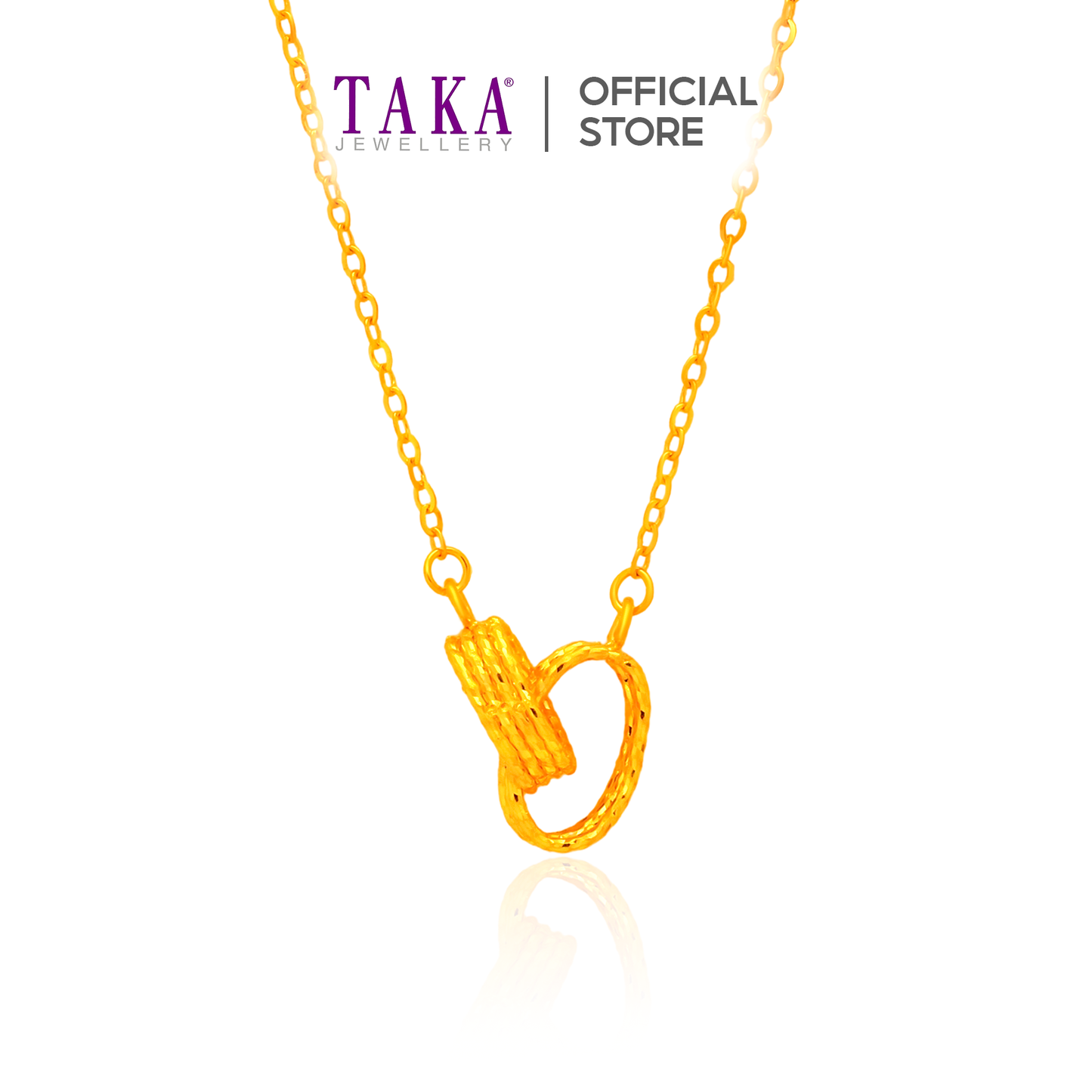 TAKA Jewellery Interlocking Rings 999 Pure Gold Necklace