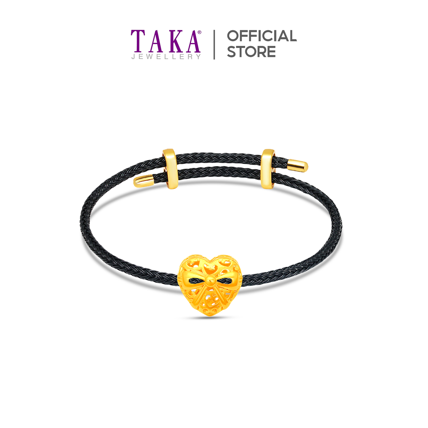 TAKA Jewellery Heart Bow 916 Gold Charm