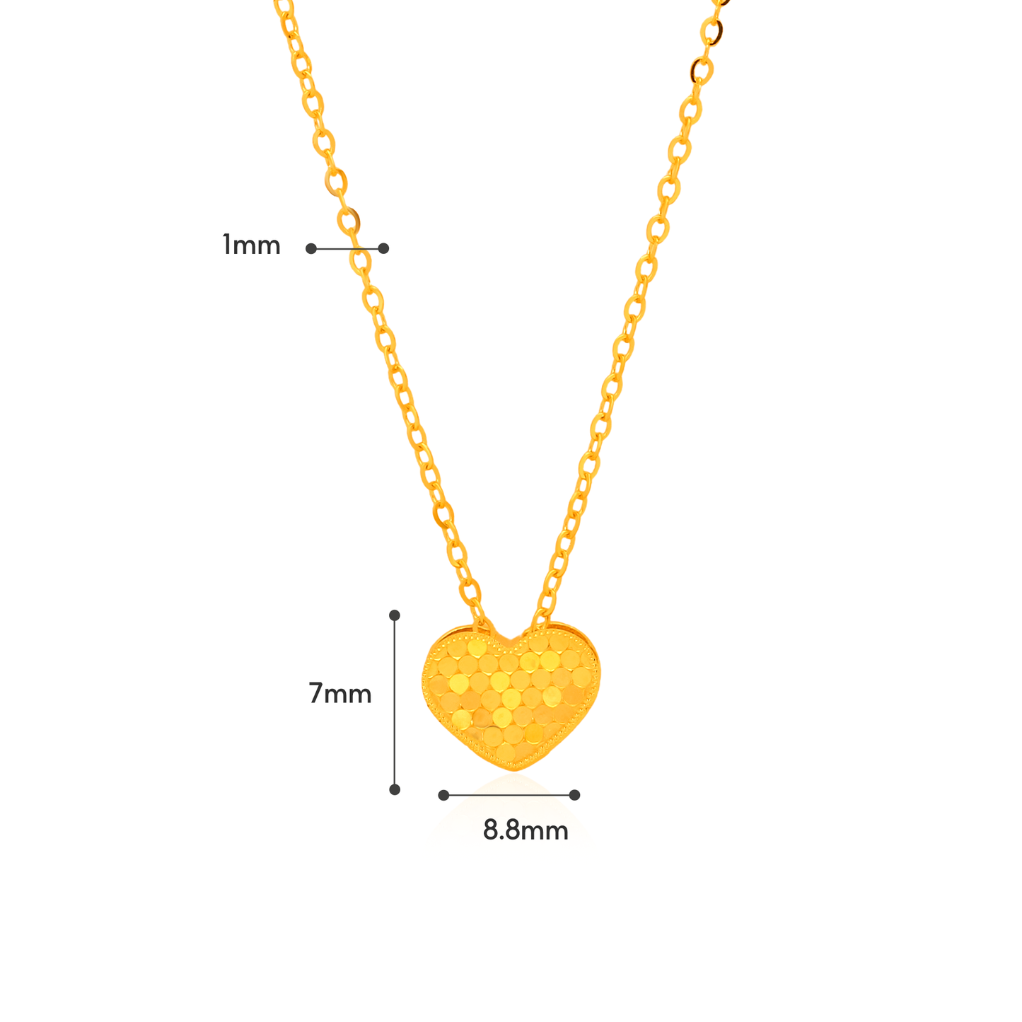 TAKA Jewellery Textured Heart 999 Pure Gold Necklace - 5G Gold Generation