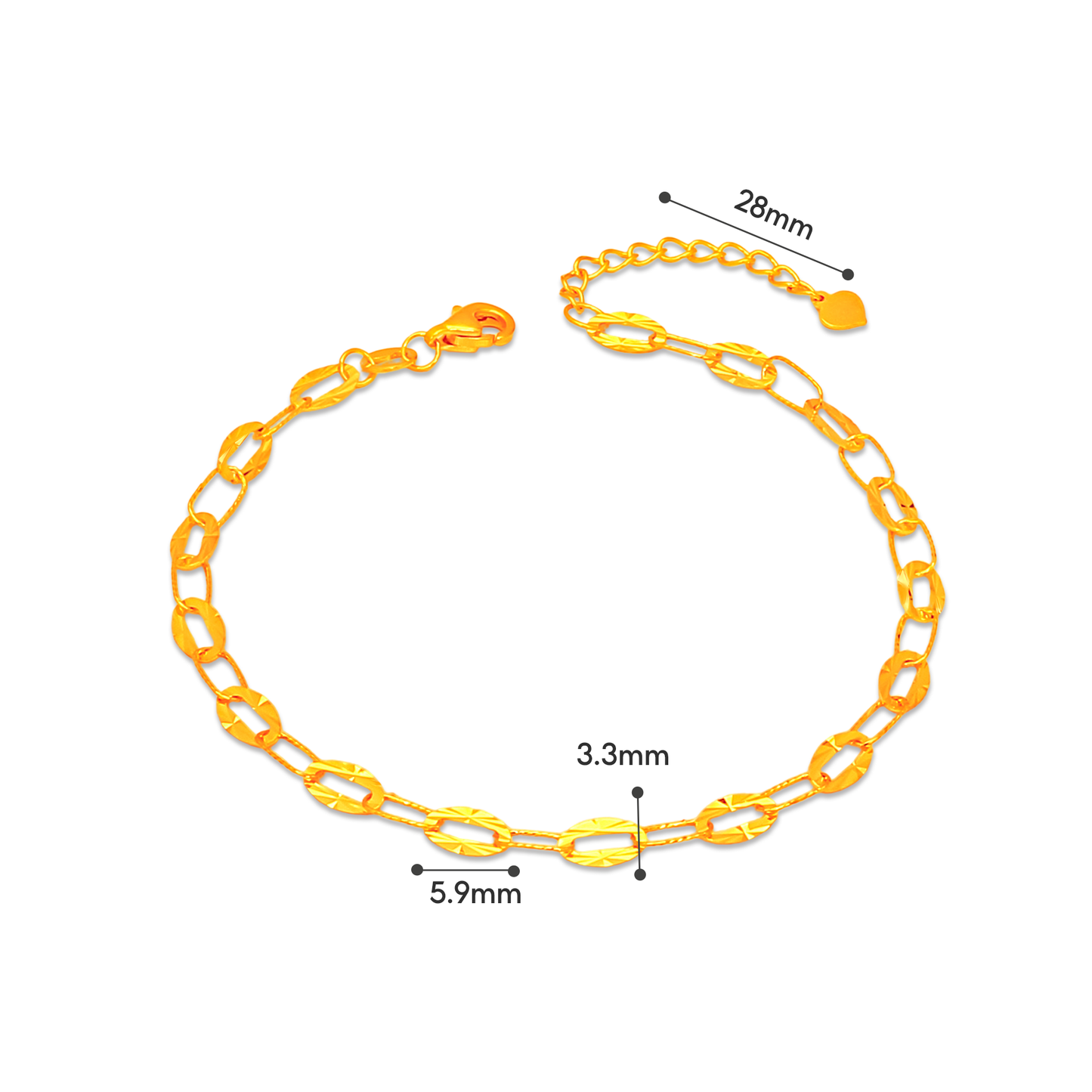 TAKA Jewellery Gleam Link 916 Gold Bracelet