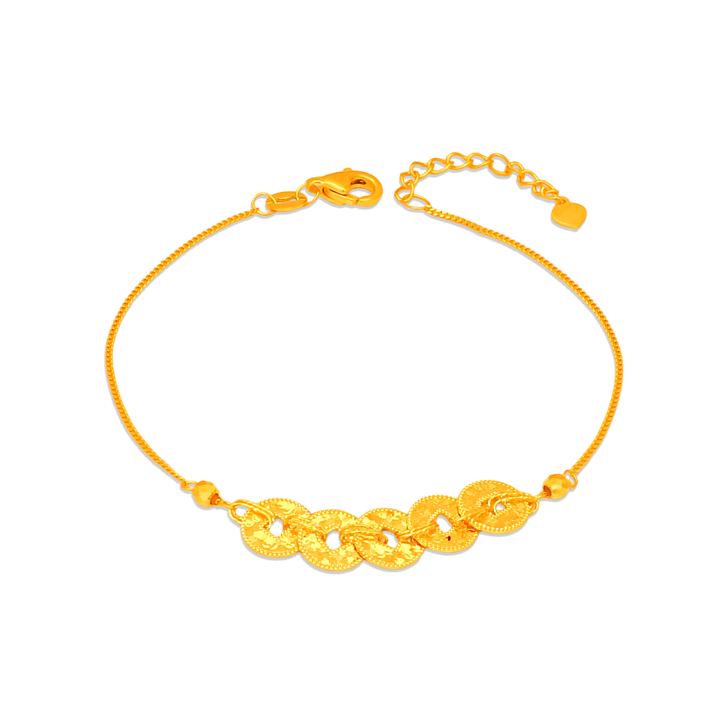 TAKA Jewellery Golden Coin Flow 916 Gold Bracelet