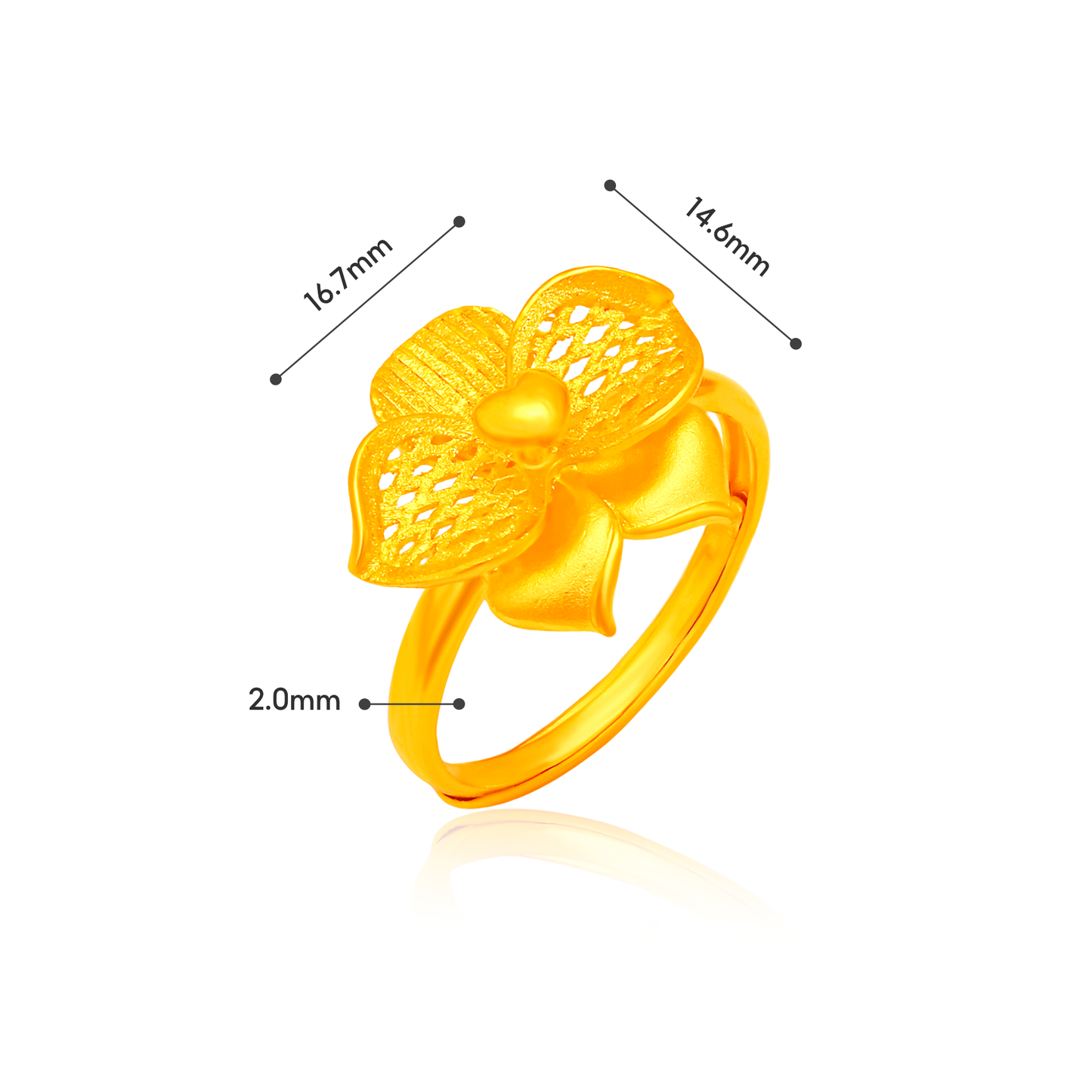 TAKA Jewellery 999 Pure Gold Elegant Bloom Matching Set – Necklace, Earrings & Ring