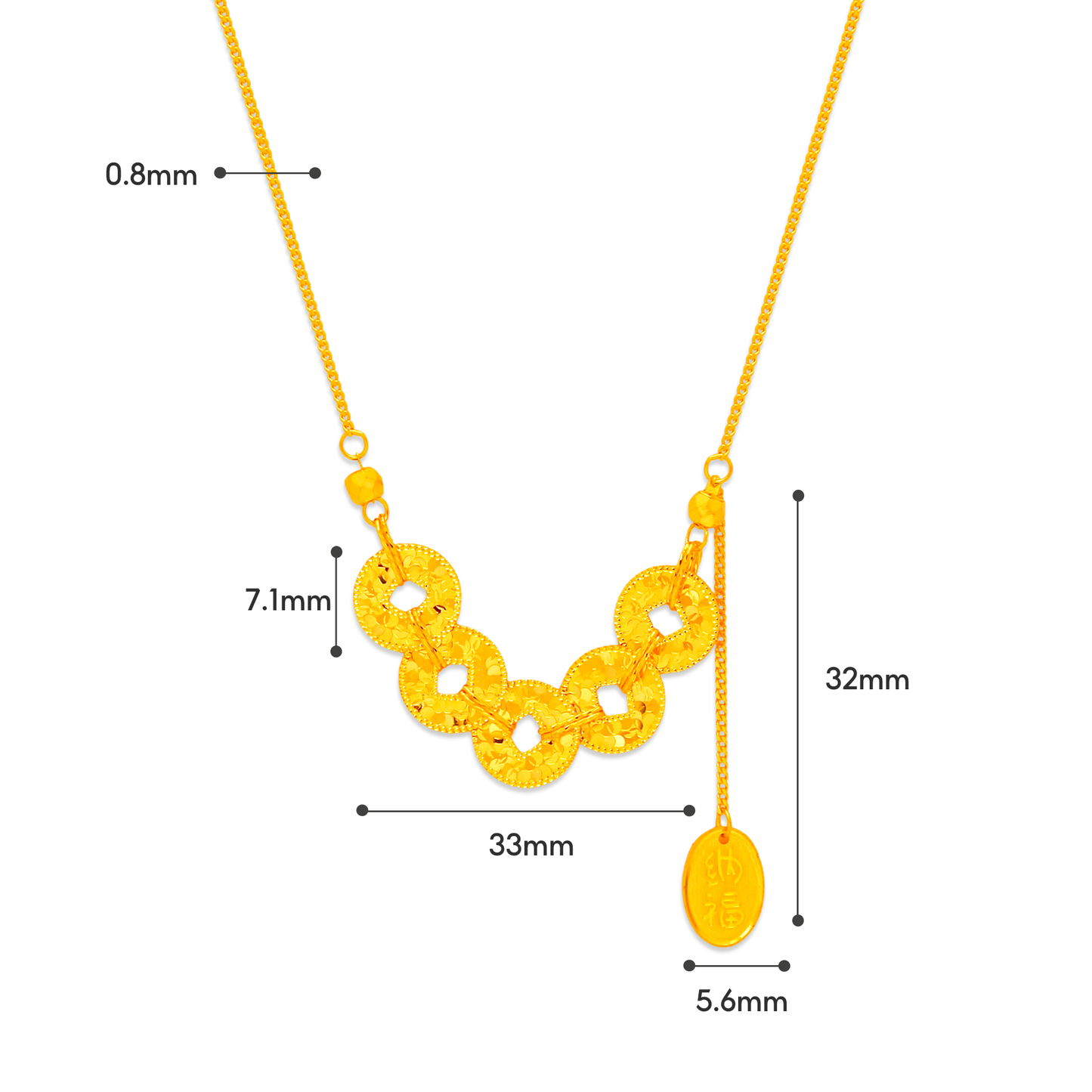 TAKA Jewellery Blessed Connections Gold Coin 916 Gold Necklace