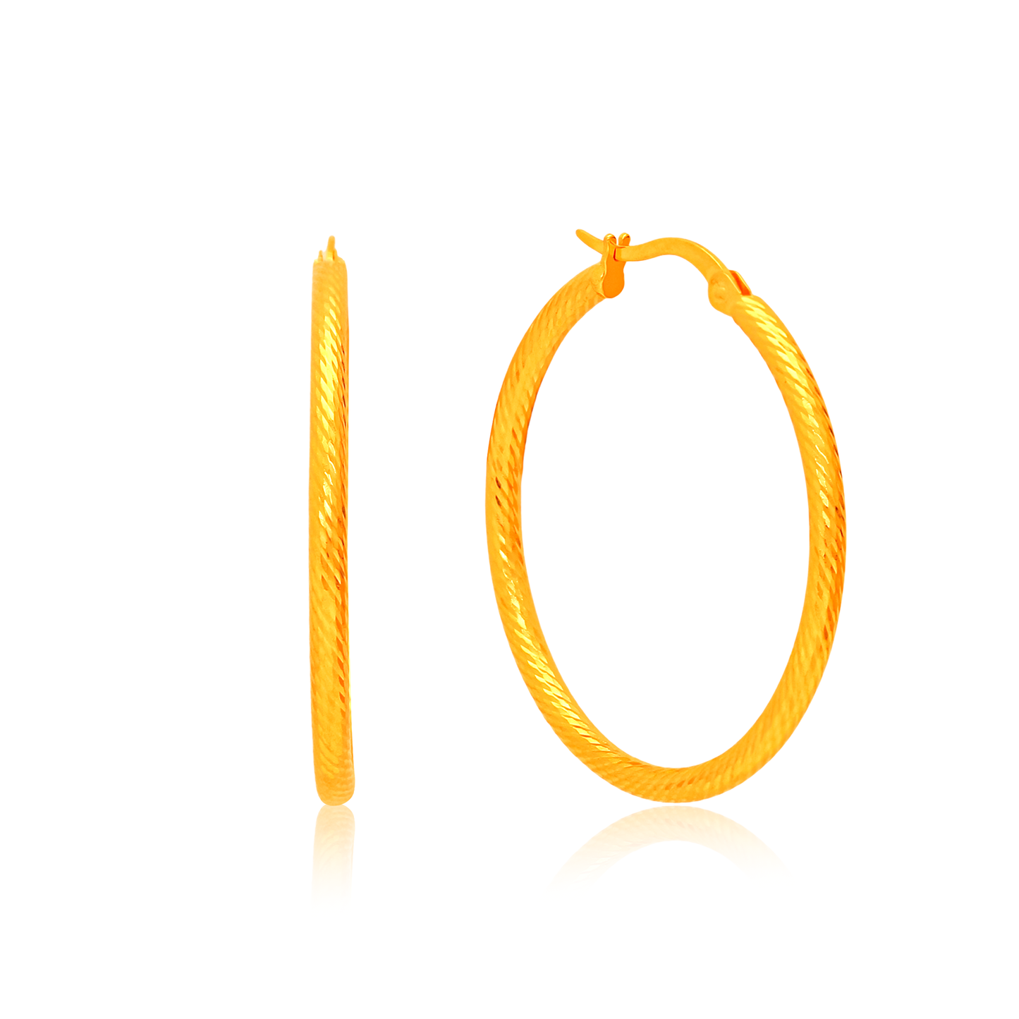 TAKA Jewellery Signature Twist 916 Gold Hoop Earrings