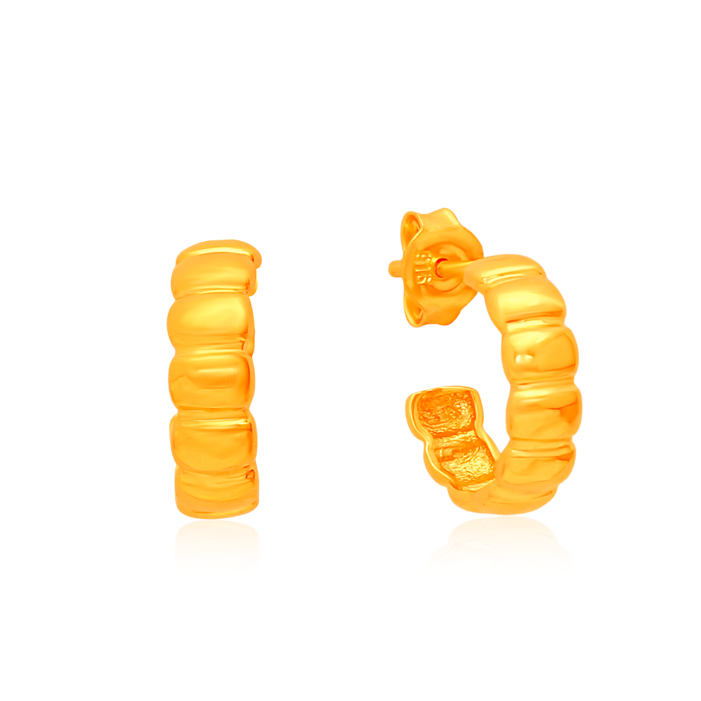 TAKA Jewellery Luxe Ridge 916 Gold Half-Hoops Earrings