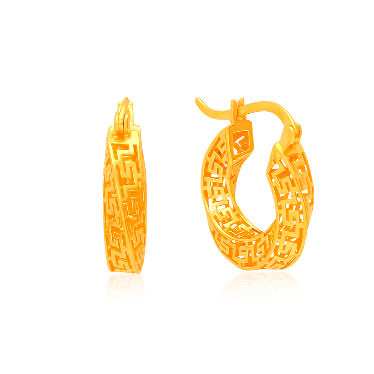 TAKA Jewellery Classic Labyrinth 916 Gold Hoop Earrings