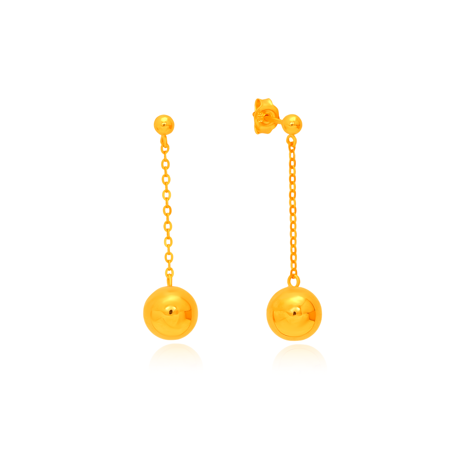 TAKA Jewellery Shimmer Globe 916 Gold Dangles Earrings