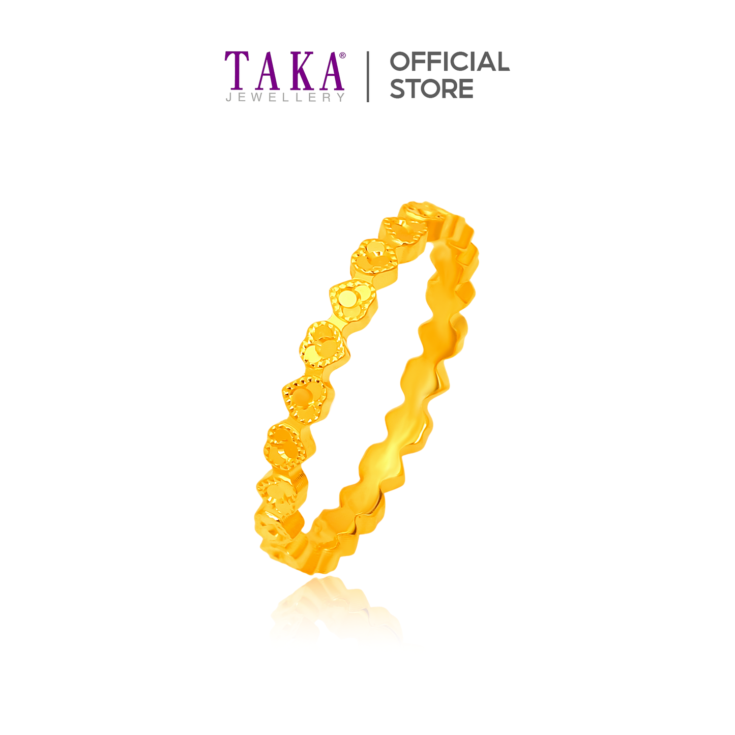 TAKA Jewellery Daisy Glint 916 Gold Ring