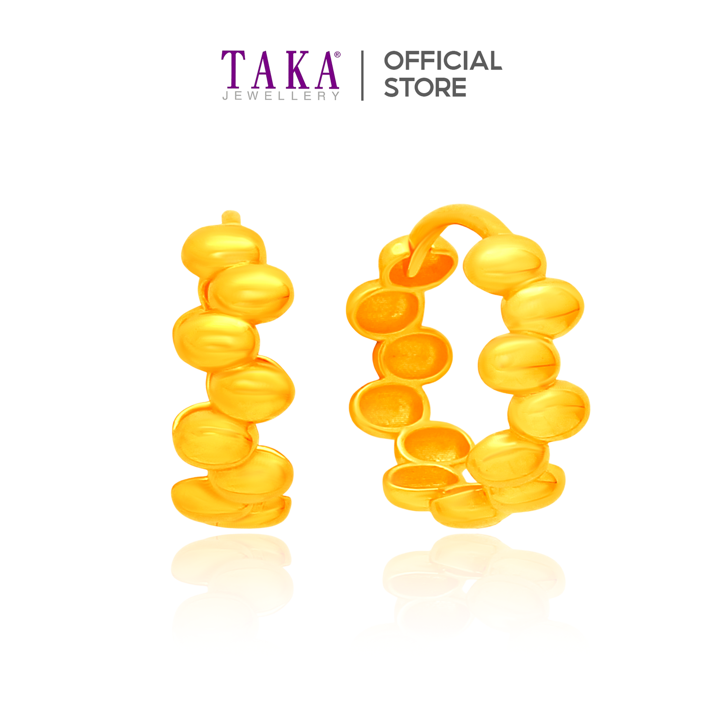 TAKA Jewellery Serenity Dots 916 Gold Hoop Earrings
