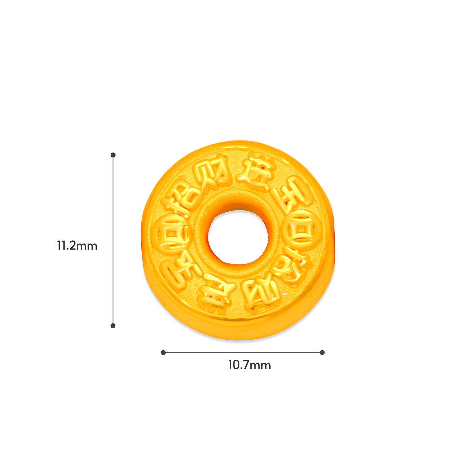 TAKA Jewellery 999 Pure Gold Charm with Nylon Bracelet