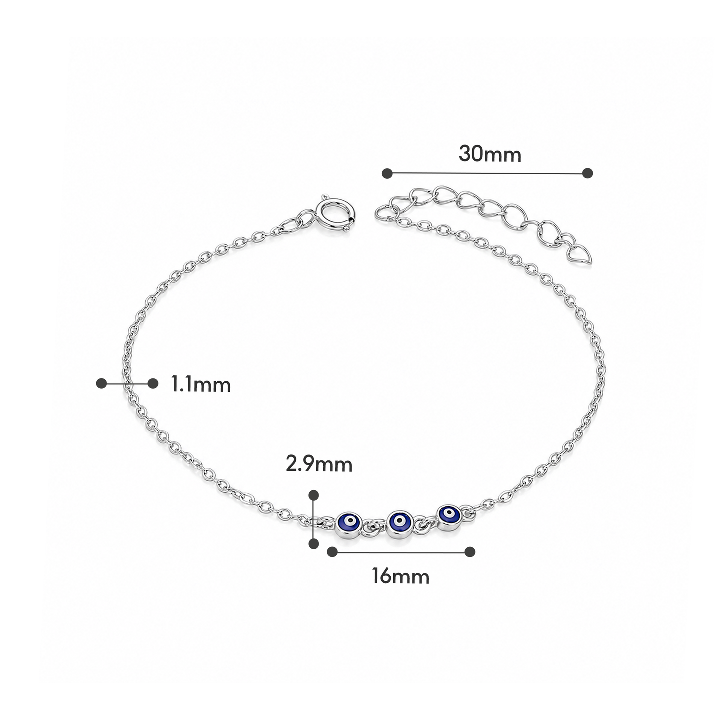 TAKA Jewellery Lucky Protection Eye 925 Silver Bracelet