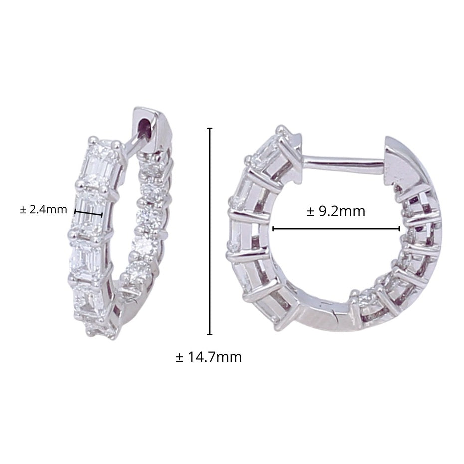 TAKA Jewellery Emerald Cut and Round Brilliant Lab Grown Diamond Loop Earrings 10K
