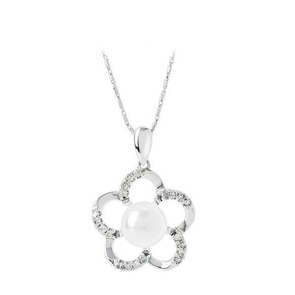 TAKA Jewellery Lustre Pearl Diamond Pendant 9K