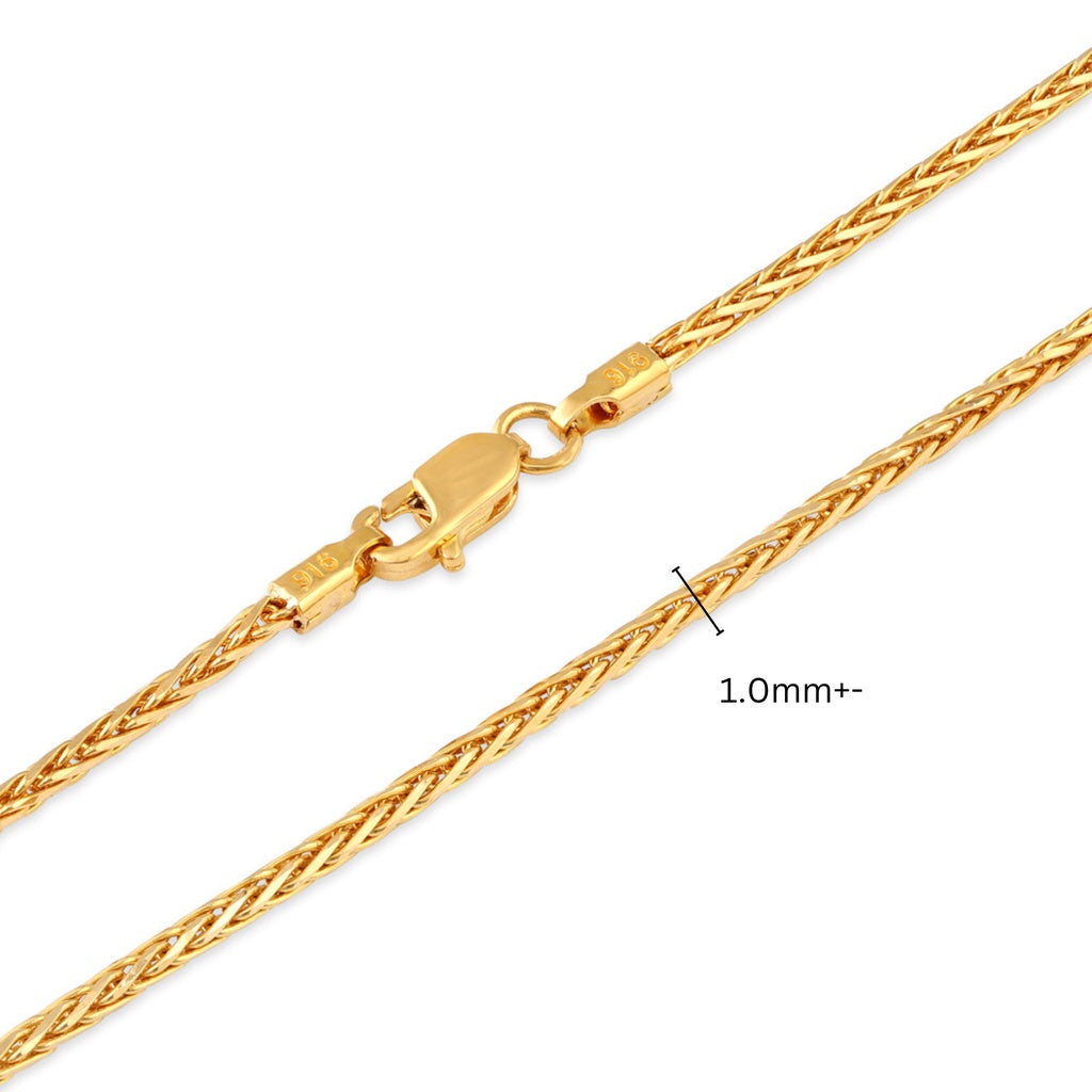 TAKA Jewellery Spiga 916 Gold Chain