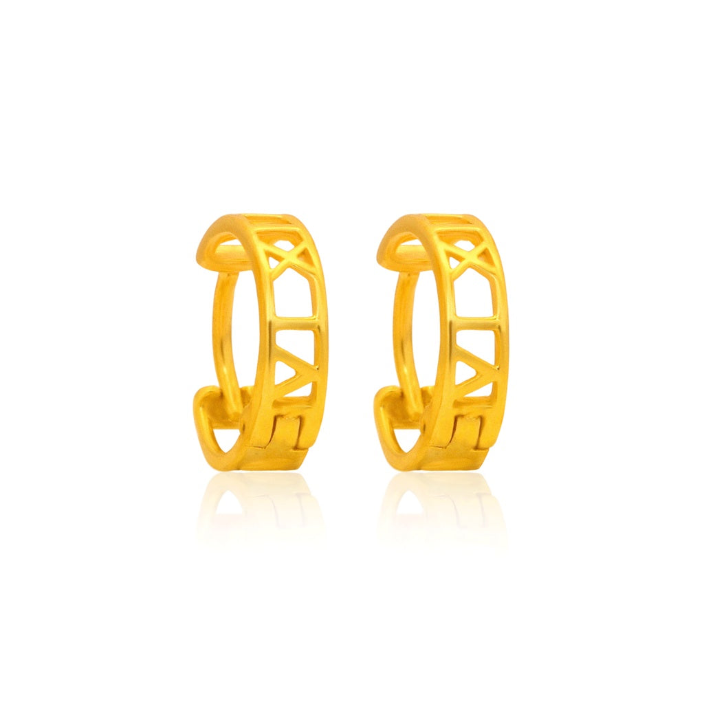 TAKA Jewellery 916 Gold Roman Numerical Earrings