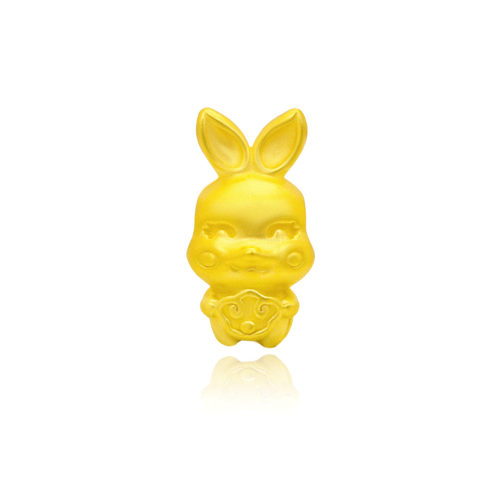 TAKA Jewellery 999 Pure Gold Rabbit Pendant with Cord Bracelet SuoBao