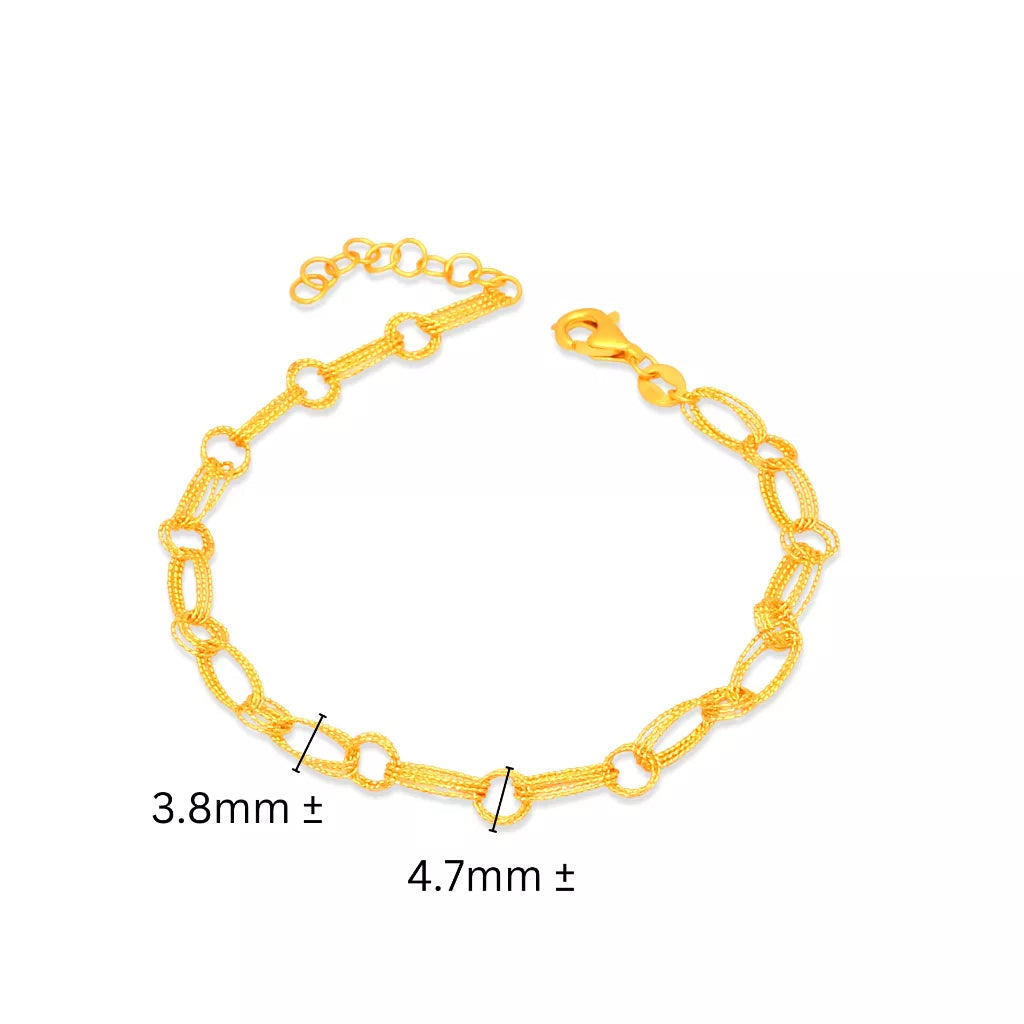 TAKA Jewellery 916 Gold Bracelet Round and Oval Links