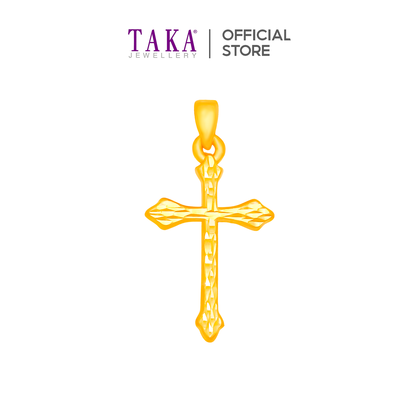 TAKA Jewellery 999 Pure Gold Pendant Cross with Cutting