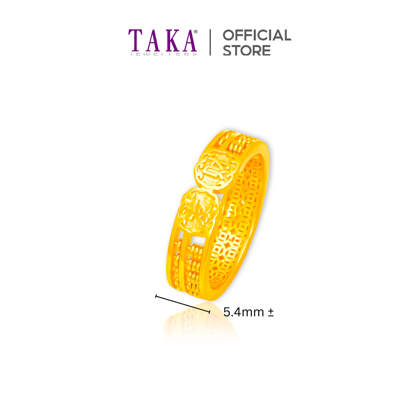 TAKA Jewellery 916 Gold Half Eternity Abacus Ring