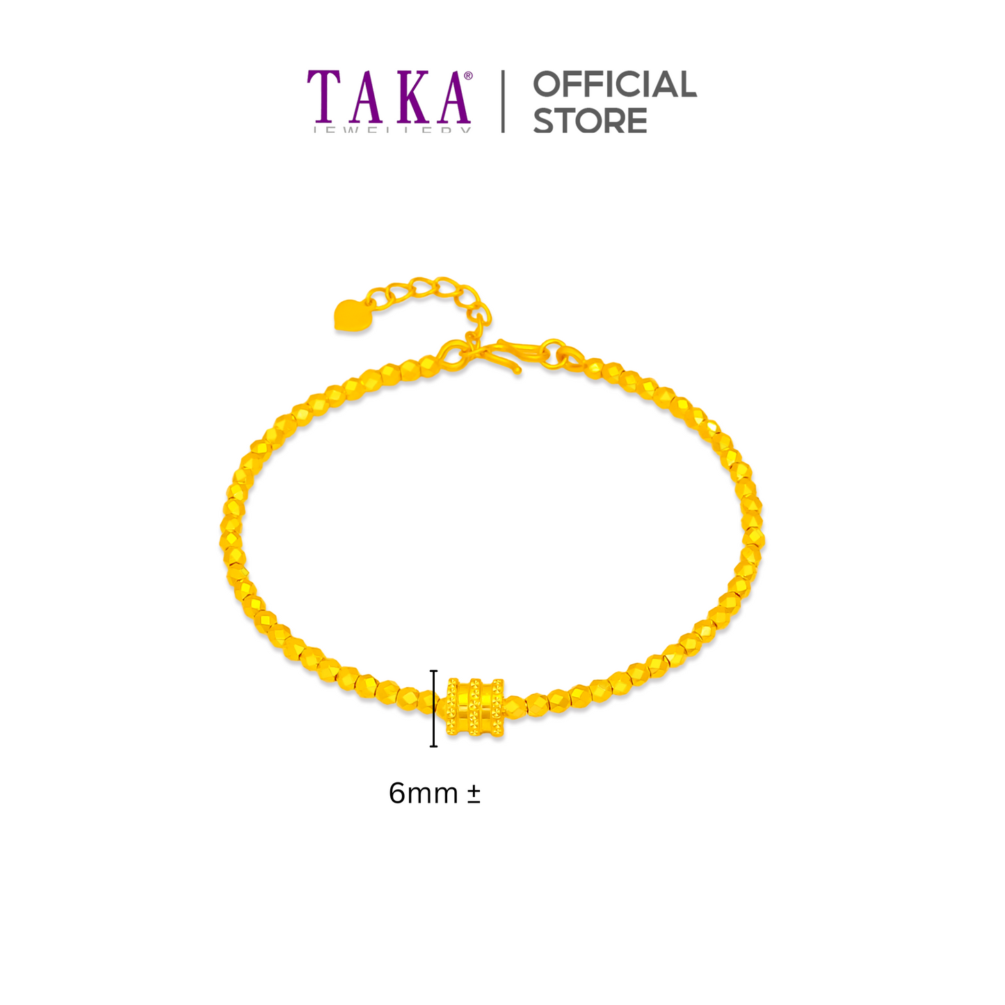 TAKA Jewellery Beaded 999 Pure Gold Bracelet - 5G Gold Generation