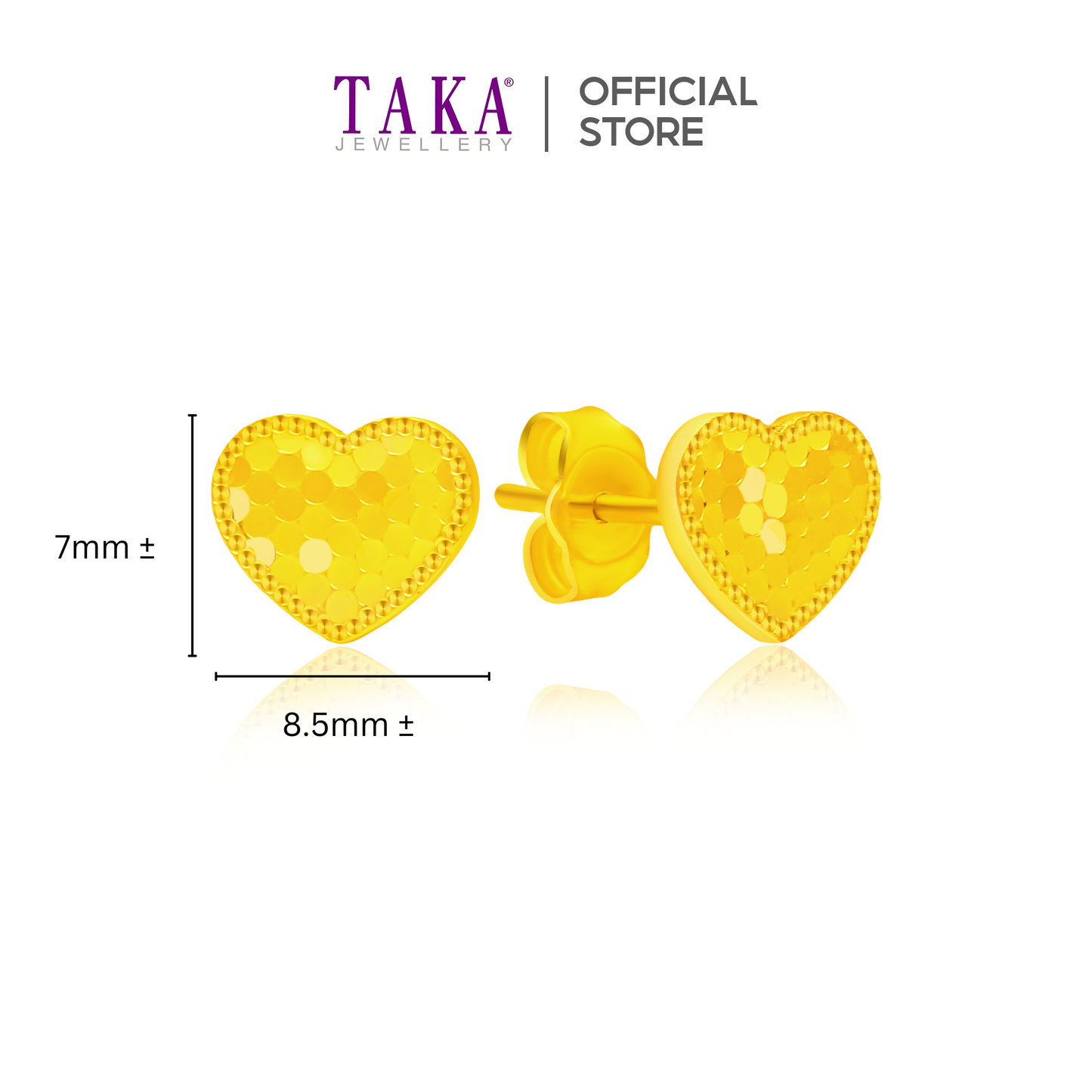 TAKA Jewellery 999 Pure Gold 5G Earrings Heart-shaped