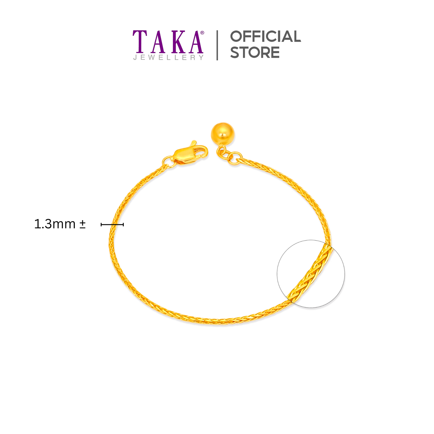 TAKA Jewellery 916 Gold Bracelet with Bell