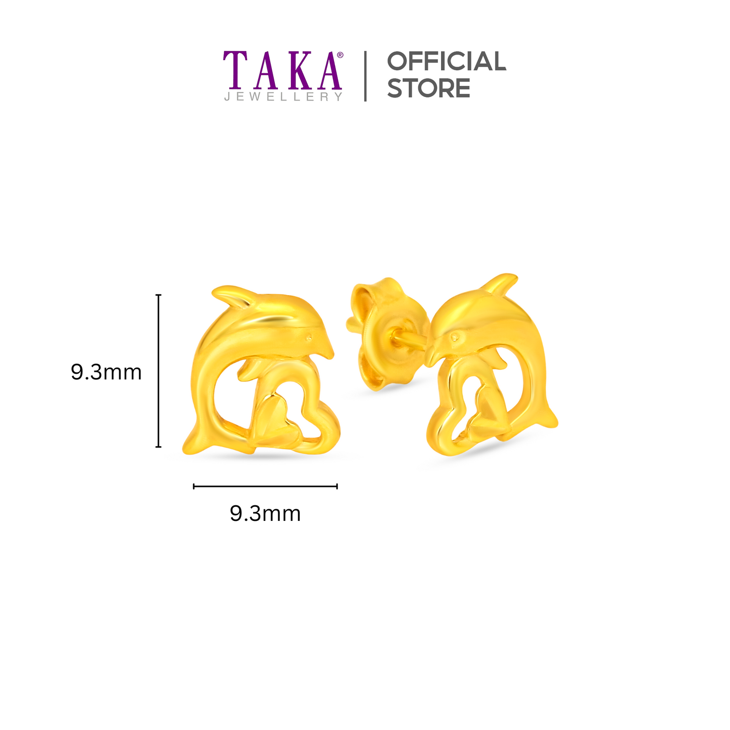 TAKA Jewellery 916 Gold Earrings Dolphin
