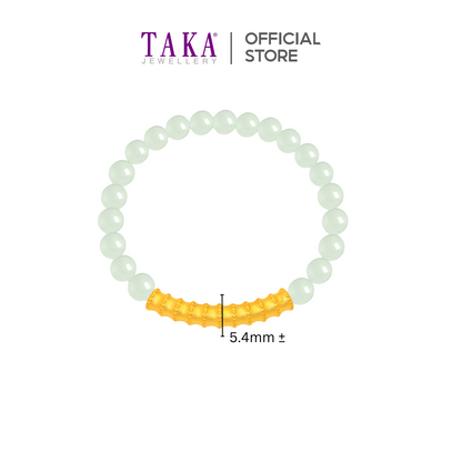 TAKA Jewellery 999 Pure Gold Charm with Jade Beads Bracelet