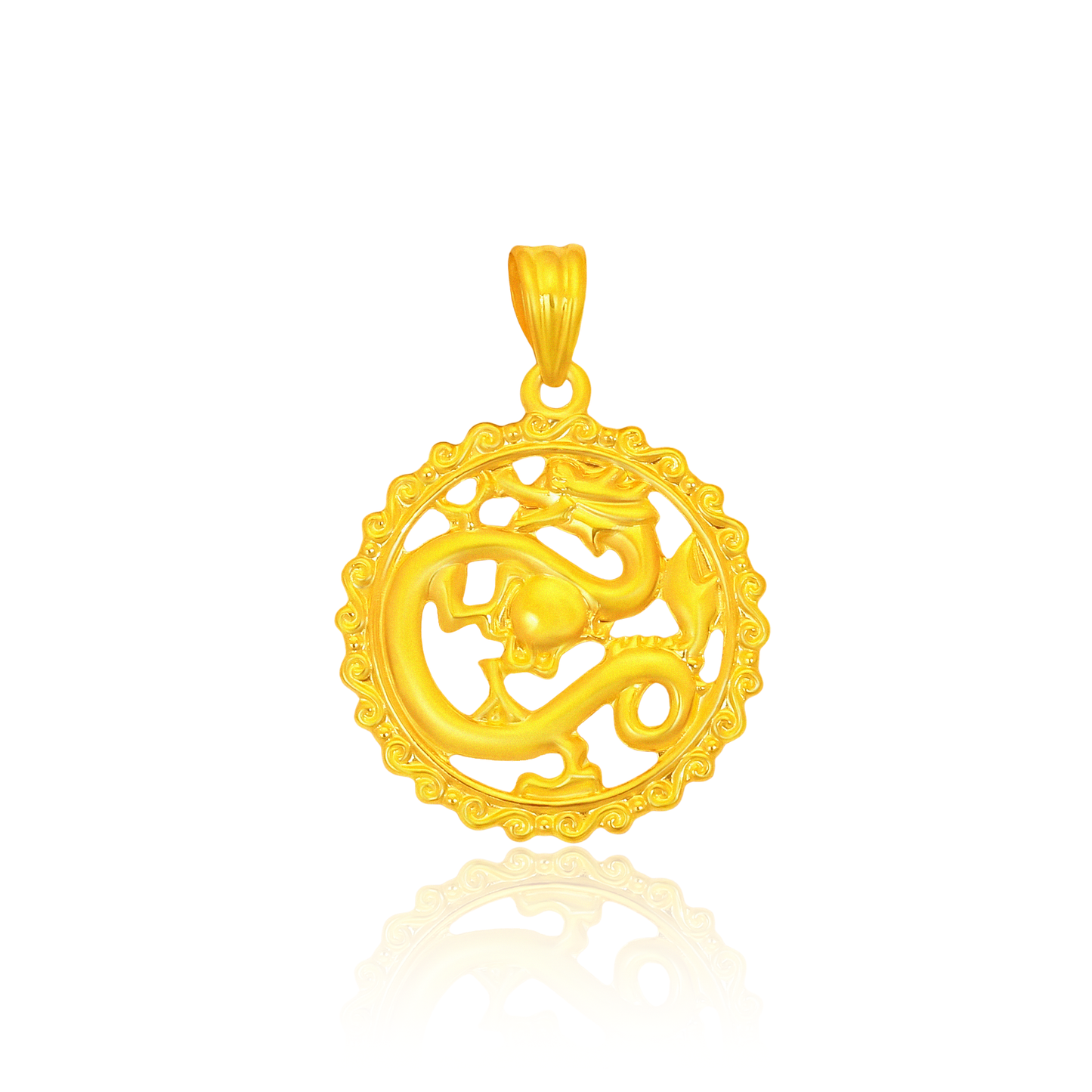 TAKA Jewellery 916 22K Gold Pendant Round Shape Dragon
