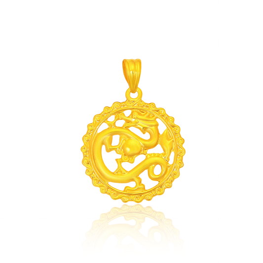 TAKA Jewellery 916 22K Gold Pendant Round Shape Dragon