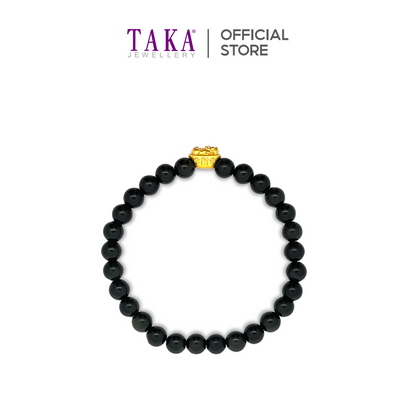 TAKA Jewellery 999 Pure Gold PiXiu YunBao Charm With Beads Bracelet
