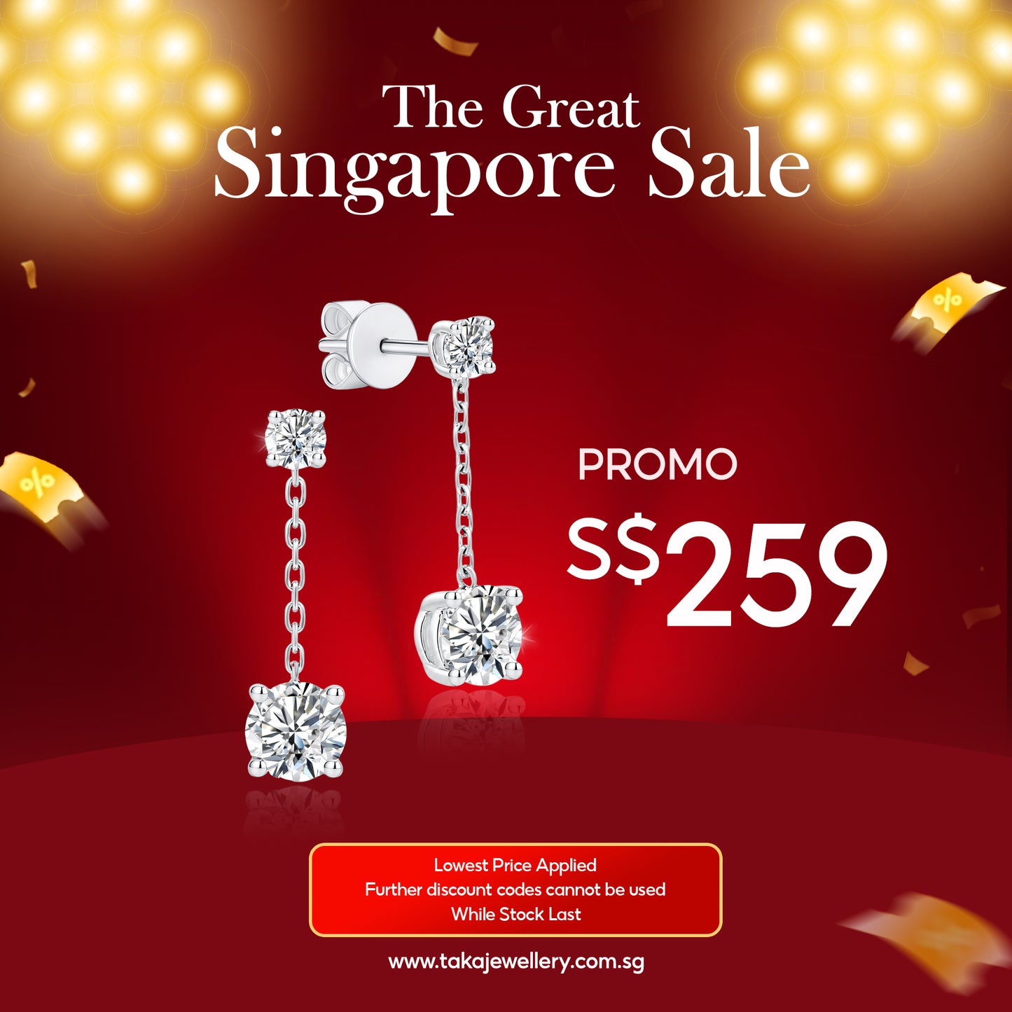 [PROMO] TAKA Jewellery 10K Gold Lab Grown Diamond Double Solitaire Drop Earrings