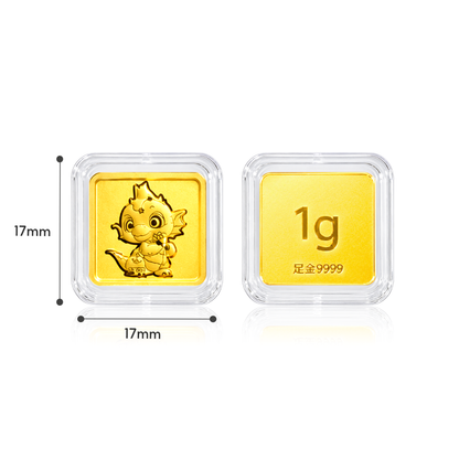 TAKA Jewellery 999 Pure Gold Chinese Zodiac Collection Display Pieces - Square