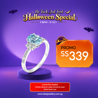 [PROMO] TAKA Jewellery 10K Gold Lab Grown Diamond Oval Aquamarine Ring
