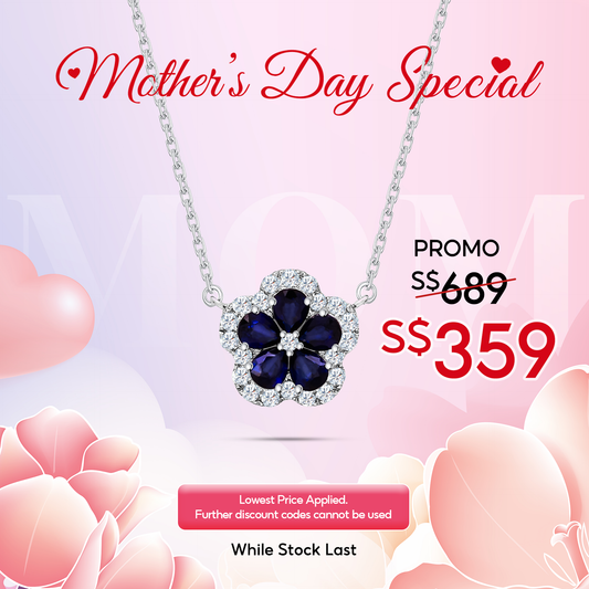 [Mother's Day] TAKA Jewellery Lab Grown Diamond Sapphire Necklace 10K Gold