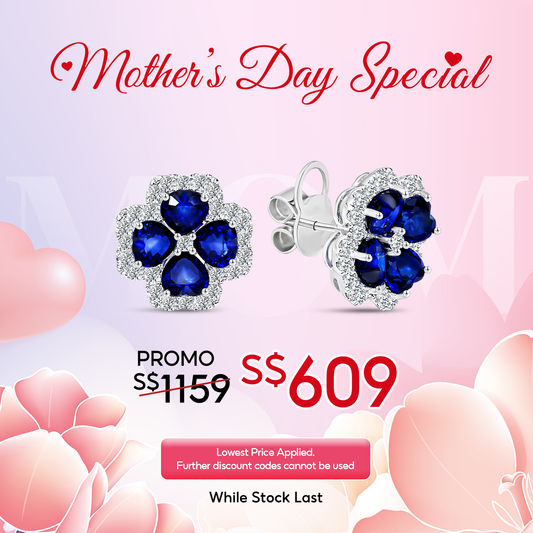[Mother's Day] TAKA Jewellery 10K Gold Lab Grown Diamond Sapphire Earrings