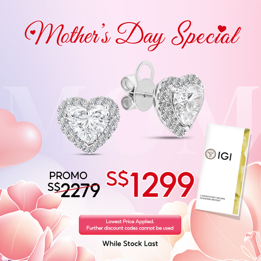 [Mother's Day] TAKA Jewellery IGI Certified Lab Grown Diamond Hearts Earrings 10K Gold