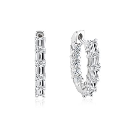 TAKA Jewellery Emerald Cut and Round Brilliant Lab Grown Diamond Loop Earrings 10K