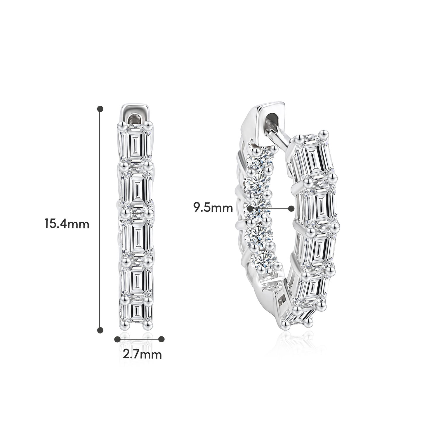 TAKA Jewellery Emerald Cut and Round Brilliant Lab Grown Diamond Loop Earrings 10K