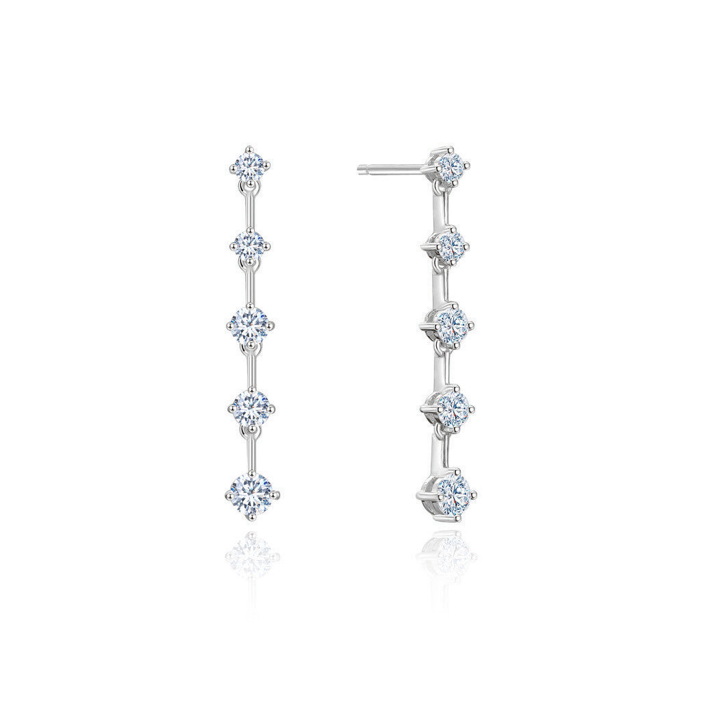 TAKA Jewellery Lab Grown Round Diamond Dangling Earrings 10K Gold