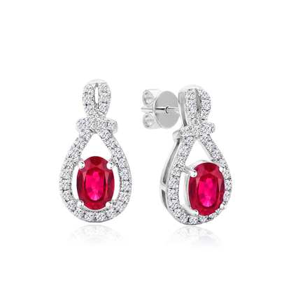 TAKA Jewellery Spectra Kyanite / Ruby Gemstone Diamond Earrings 9K Gold