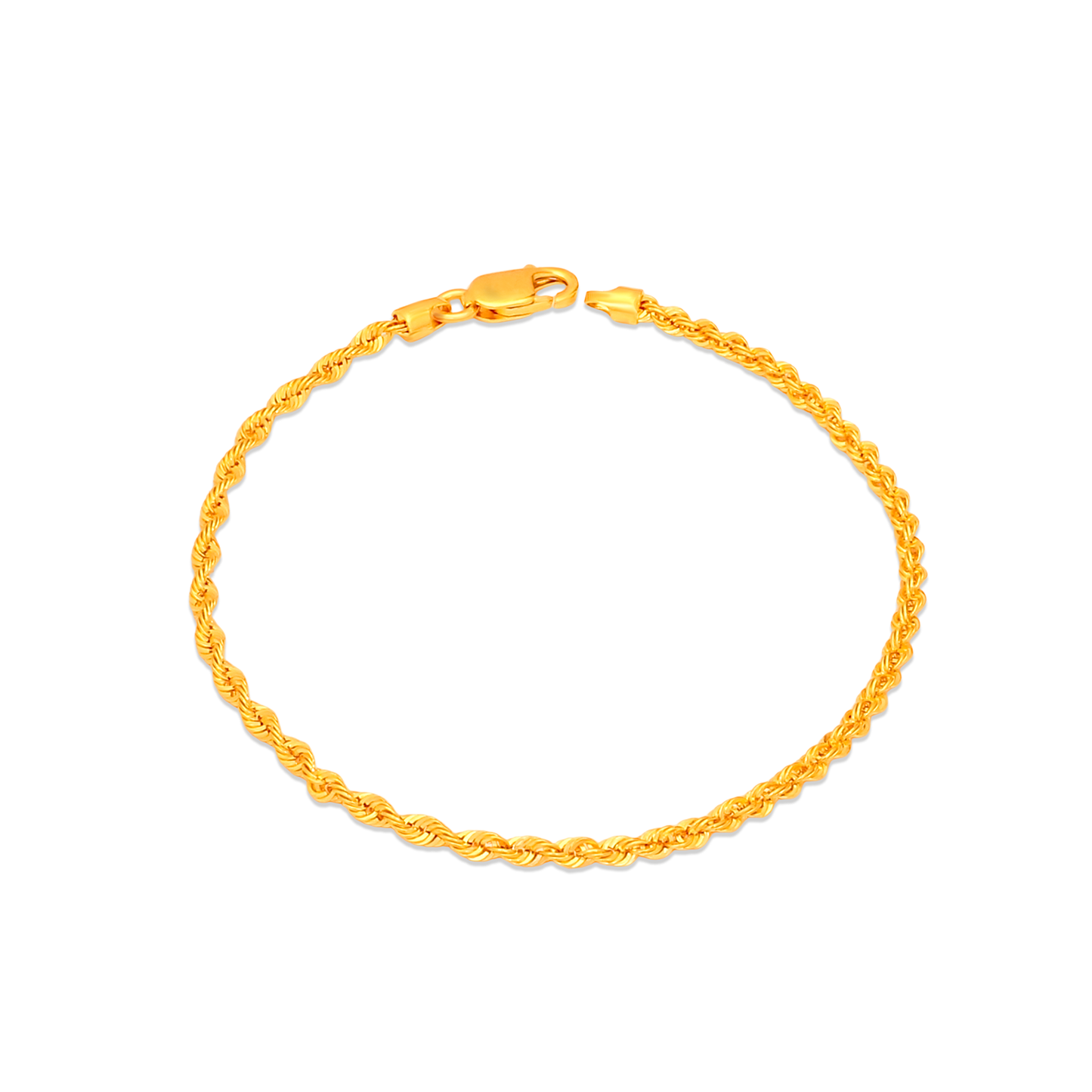 TAKA Jewellery 916 Gold Solid Rope Bracelet - 2.7mm